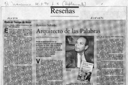 Arquitecto de las palabras  [artículo] Pedro Pablo Guerrero.