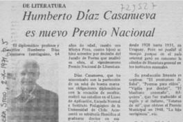 Humberto Díaz Casanueva es nuevo Premio Nacional.