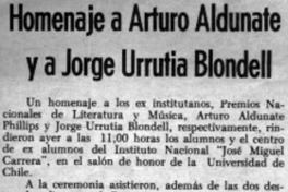 Homenaje a Artuto Aldunate y a Jorge Urrutia Blondell.