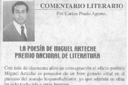 La poesía de Miguel Arteche Premio Nacional de Literatura  [artículo] Carlos Prado Agurto