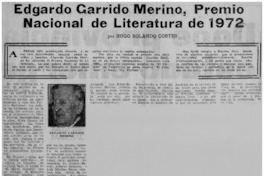 Edgardo Garrido Merino, Premio Nacional de Literatura de 1972