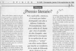 Premio literario?  [artículo] Sergio Ramón Fuentealba.
