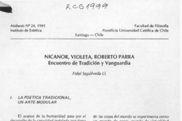 Nicanor, Violeta, Roberto Parra, encuentro de tradición y vanguardia  [artículo] Fidel Sepúlveda Ll.