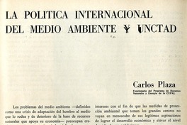 La política internacional del medio ambiente y UNCTAD  [artículo] Carlos Plaza.