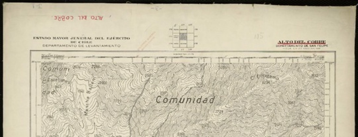 Alto del Cobre Departamento de San Felipe [material cartográfico] : Estado Mayor Jeneral del Ejército de Chile. Departamento de Levantamiento.