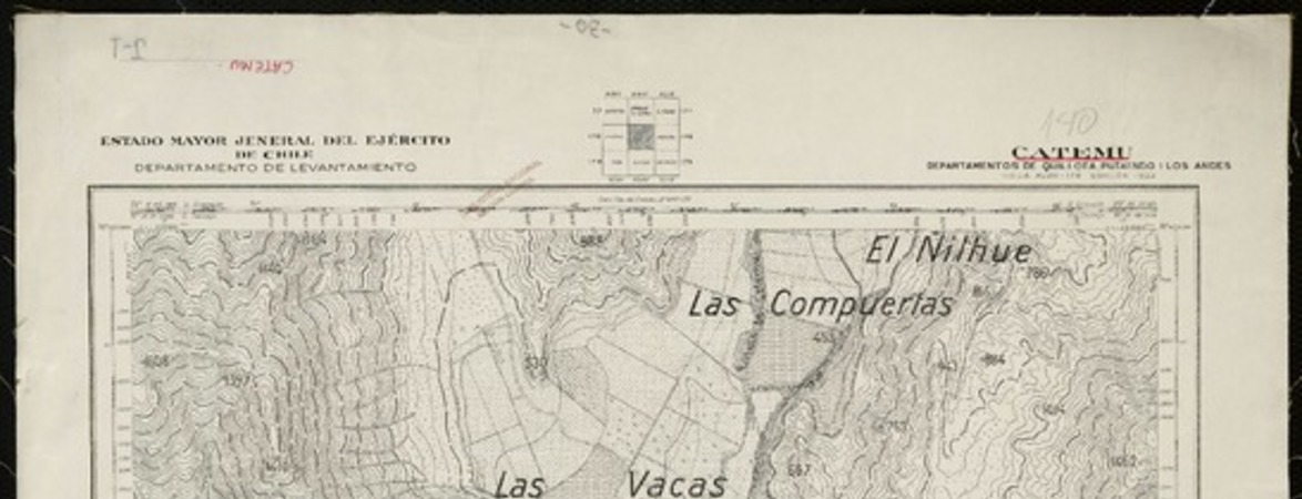 Catemu Departamentos de Quillota, Putaendo i Los Andes [material cartográfico] : Estado Mayor Jeneral del Ejército de Chile. Departamento de Levantamiento.