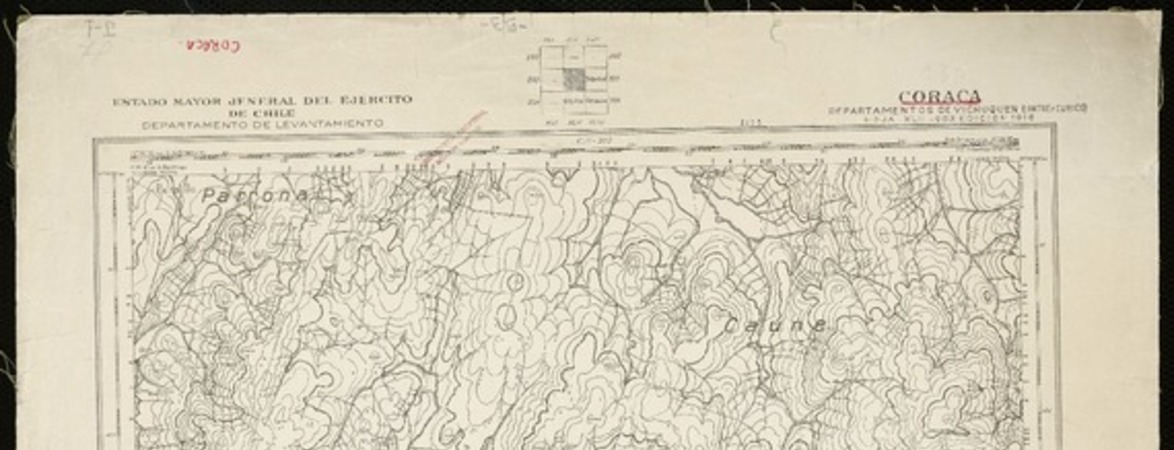 Coraca Departamentos de Vichuquén (Lontué y Curicó) [material cartográfico] : Estado Mayor Jeneral del Ejército de Chile. Departamento de Levantamiento.