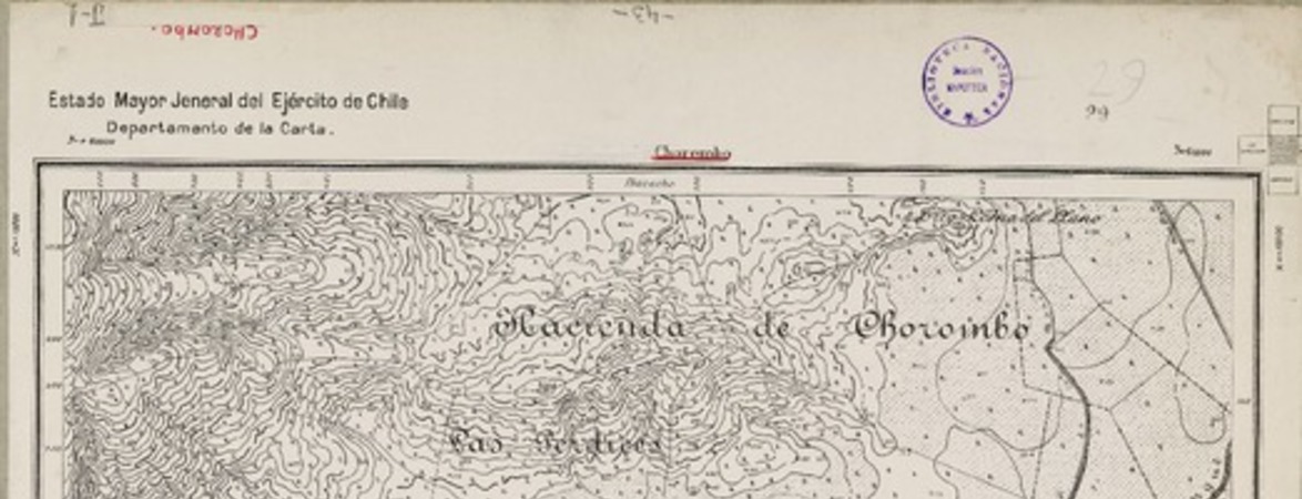 Chorombo [mapa] Estado Mayor Jeneral del Ejército de Chile. Departamento de la Carta ; levantado por Teniente E. Escala.