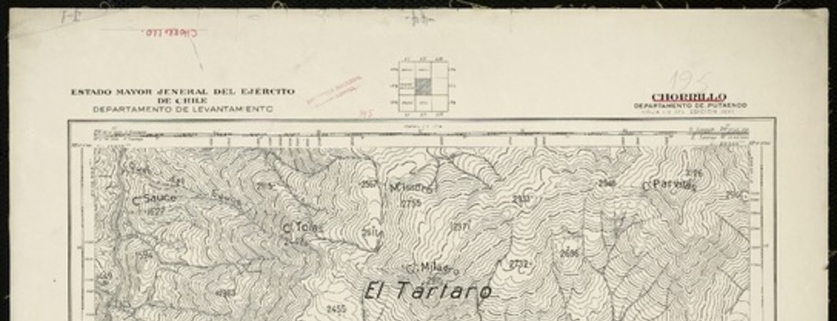 Chorrillo Departamento de Putaendo [material cartográfico] : Estado Mayor Jeneral del Ejército de Chile. Departamento de Levantamiento.
