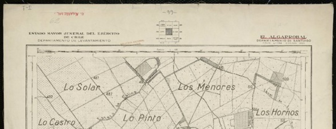 El Algarrobal Departamento de Santiago [material cartográfico] : Estado Mayor Jeneral del Ejército de Chile. Departamento de Levantamiento.