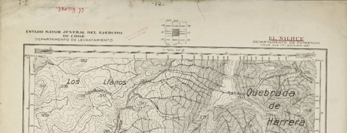 El Ñilhue Departamento de Putaendo [material cartográfico] : Estado Mayor Jeneral del Ejército de Chile. Departamento de Levantamiento.