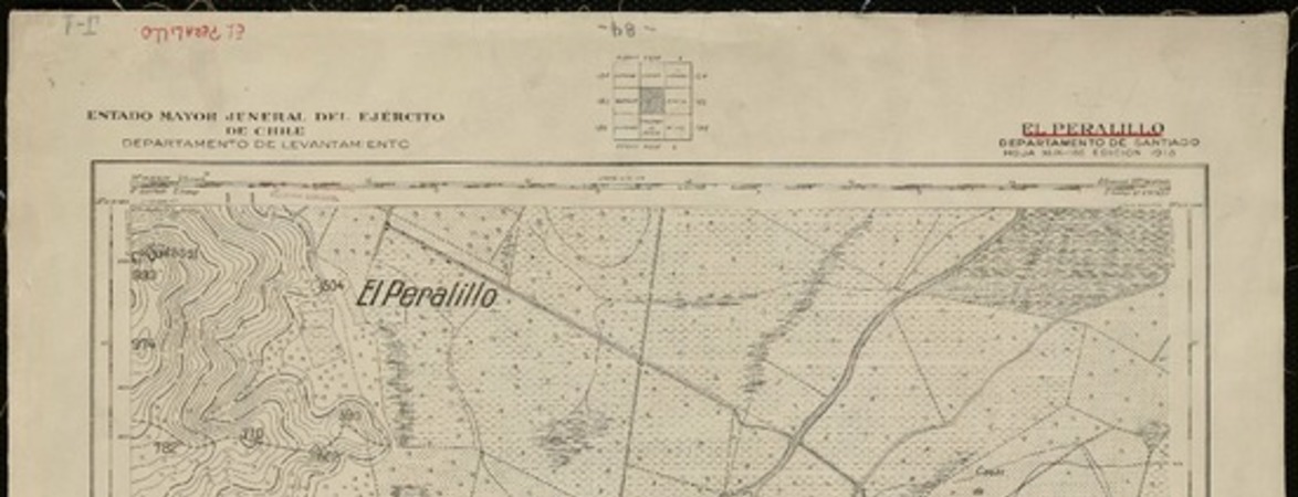 El Peralillo Departamento de Santiago [material cartográfico] : Estado Mayor Jeneral del Ejército de Chile. Departamento de Levantamiento.