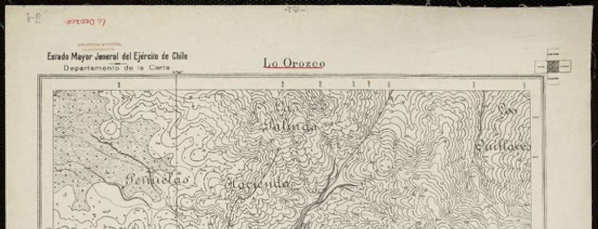 Lo Orozco  [material cartográfico] Estado Mayor Jeneral del Ejército de Chile. Departamento de la Carta ; [dibujado por] J. Mendez.