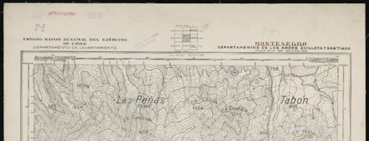 Montenegro Departamento de Los Andes Quillota y Santiago [material cartográfico] : Estado Mayor Jeneral del Ejército de Chile. Departamento de Levantamiento.