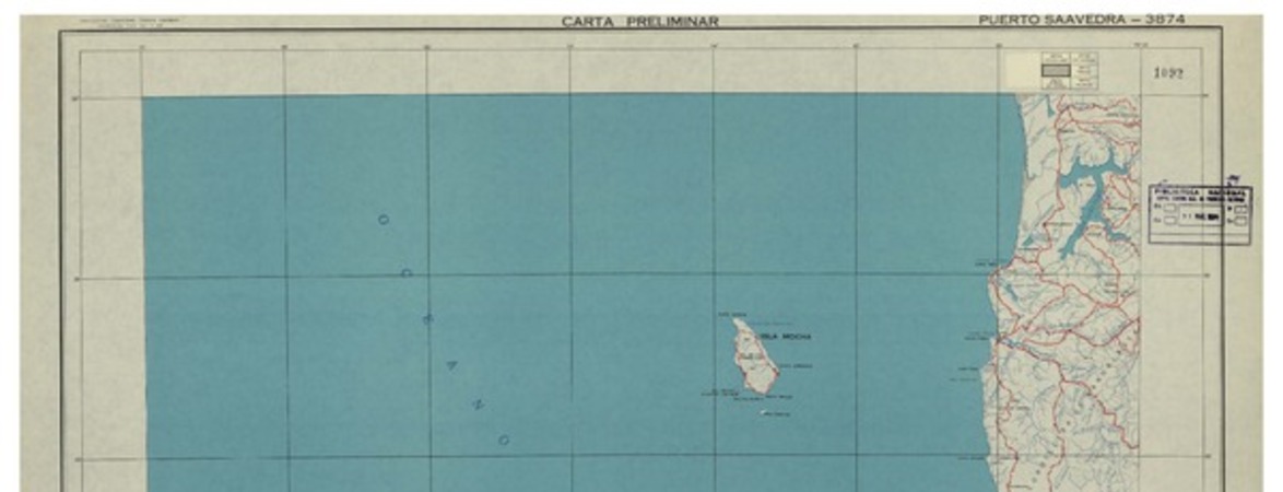 Puerto Saavedra 3874 : carta preliminar [material cartográfico] : Instituto Geográfico Militar de Chile.