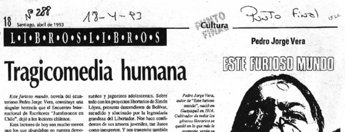 Tragicomedia humana  [artículo] Oscar Vásquez.
