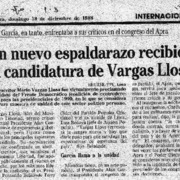Un nuevo espaldarazo recibió la candidatura de Vargas Llosa.