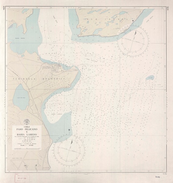 Paso Pelícano y Bahía Laredo  [material cartográfico] por el Instituto Hidrográfico de la Armada de Chile.