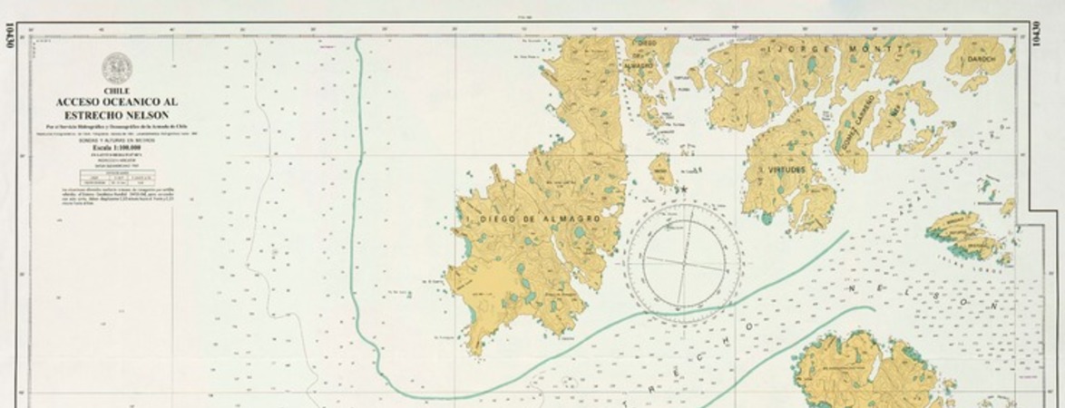 Acceso oceánico al Estrecho Nelson  [material cartográfico] por el Servicio Hidrográfico y Oceanográfico de la Armada de Chile.