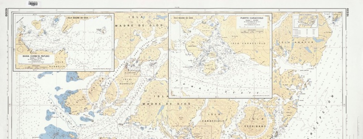 Canal Oeste  [material cartográfico] por el Servicio Hidrográfico y Oceanográfico de la Armada de Chile.