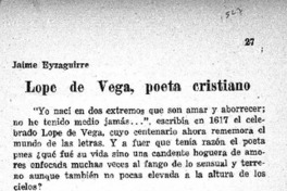 Lope de Vega, poeta cristiano