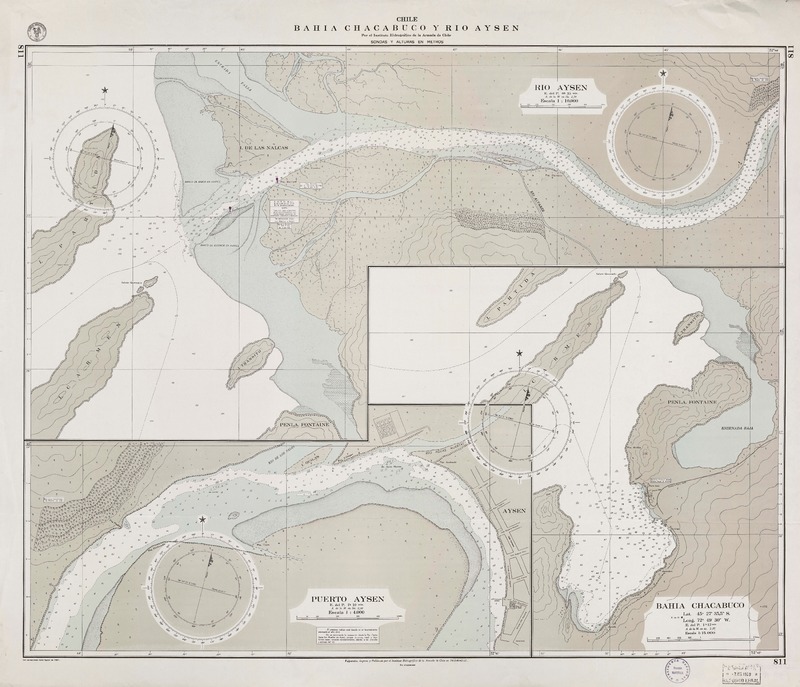 Bahía Chacabuco y río Aysén  [material cartográfico] por el Instituto Hidrográfico de la Armada de Chile.