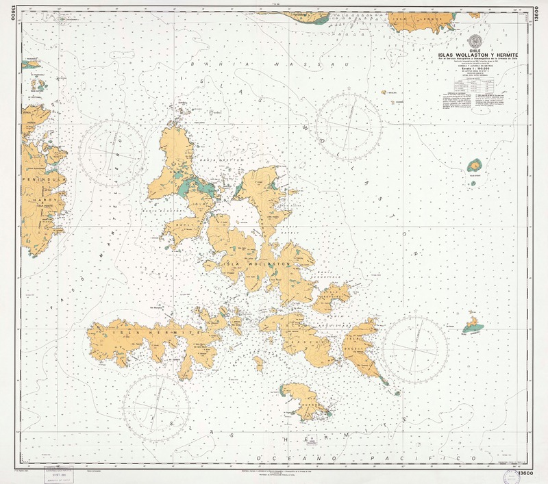 Islas Wollaston y Hermite  [material cartográfico] por el Servicio Hidrográfico y Oceanográfico de la Armada de Chile.
