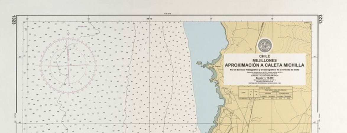 Chile, Mejillones, aproximación a Caleta Michilla  [material cartográfico] por el Servicio Hidrográfico y Oceanográfico de la Armada de Chile.