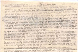 [Carta], 1932 mayo 1 y 6 París, Francia <a> María Luisa Fernández, Chile  [manuscrito] Vicente Huidobro.