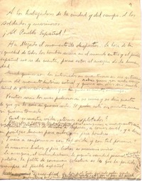 "A los trabajadores de la ciudad y el campo"  [manuscrito] Vicente Huidobro.