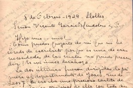 [Carta], 1929 feb. 8 Llolleo, Chile <a> Vicente Huidobro, Paris, Francia