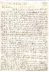 [Carta], 1945 mayo 17 París, Francia, <a> Luis Vargas Rosas, Chile  [manuscrito] Vicente Huidobro.