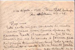 [Carta], 1928 ago. 11 París, Francia <a> Vicente Huidobro, Paris, Francia