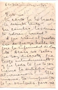 [Carta], 1926 dic. 6 Santiago de Chile <a> Vicente Huidobro, Paris, Francia
