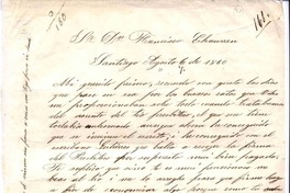 [Carta], 1860 ago. 6 Santiago, Chile <a> Humberto Echaurren, Chile  [manuscrito] Vicente García-Huidobro.