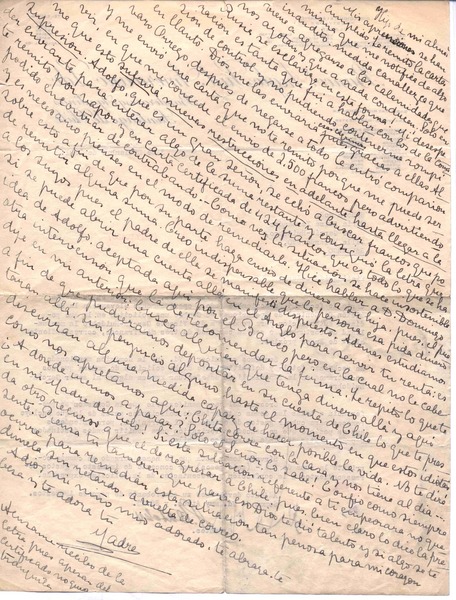 [Carta], 1931 Chile <a> Vicente Huidobro, Paris, Francia