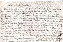 [Carta], 1932 abril Santiago, Chile <a> Vicente Huidobro, Paris, Francia
