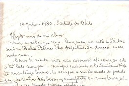 [Carta], 1930 jun. 14 Santiago, Chile <a>, Vicente Huidobro, Europa
