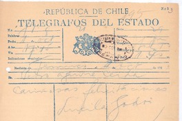 [Telegrama], 1920 oct. 2 Temuco, Chile <a> Pedro Aguirre Cerda, Chile