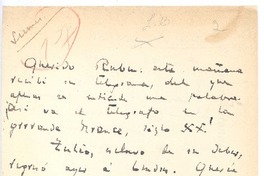 [Carta, entre 1910 y 1916], Paris, Francia <a> Rubén Darío