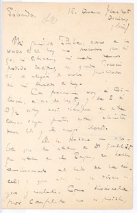 [Carta, entre 1910 y 1916], sábado París, Francia <a> Rubén Darío