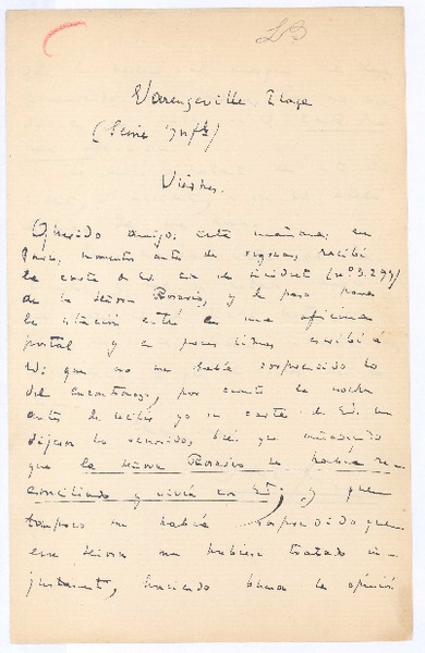 [Carta, entre 1910 y 1916], Paris, Francia <a> Rubén Darío