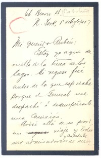 [Carta], 1907 ago. 1 Paris, Francia <a> Rubén Darío
