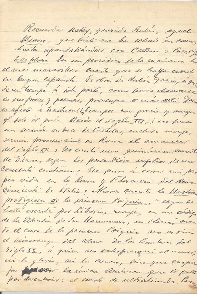[Carta, entre 1900 y 1910], Caracas?, Venezuela <a> Rubén Darío