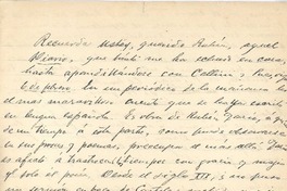 [Carta, entre 1900 y 1910], Caracas?, Venezuela <a> Rubén Darío