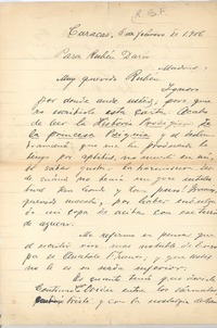 [Carta], 1906 feb. 6 Caracas, Venezuela <a> Rubén Darío