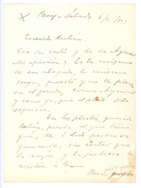 [Carta], 1903 feb. 6 Paris, Francia <a> Rubén Darío