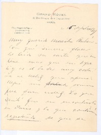 [Carta], 1907 jul. 15 París, Francia <a> Rubén Darío
