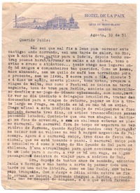 [Carta], 1951 ago. 10 Ginebra, Suiza [a] Pablo Neruda