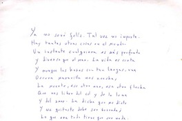 Ya no seré feliz. Tal vez...  [manuscrito] Jorge Luis Borges ; [trascripción de] Jorge Teillier.